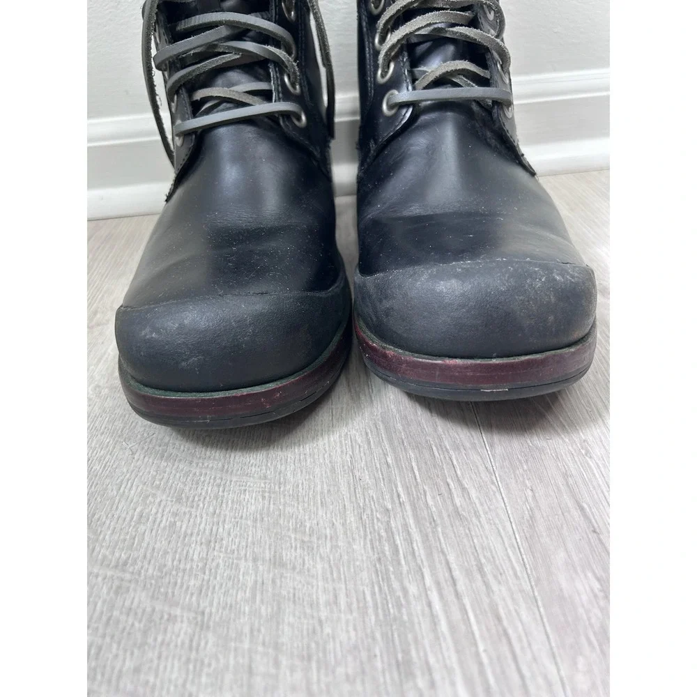 UGG Hannen Black Leather Waterproof eVent Lace Up Boots Mens 8.5 Shearling Lined